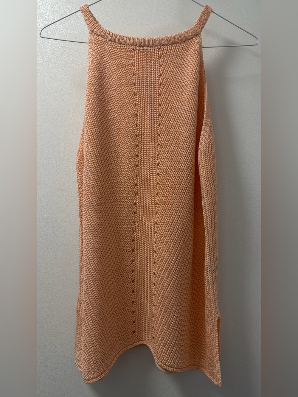 NWOT Suzy Shier Peach Open-Knit Sleeveless Sweater Tank Medium